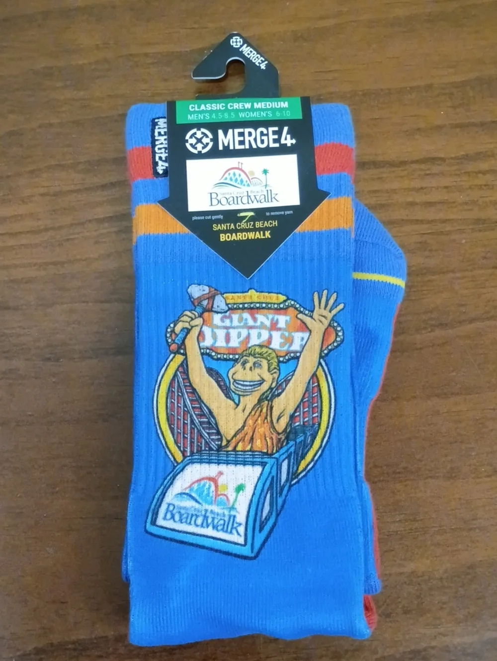 Santa Cruz Beach Boardwalk Blue Novelty Socks, Size M - NWT!